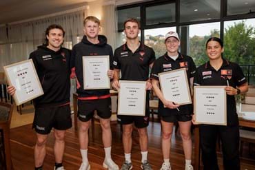 Essendon Football Players come to Rivervue Retirement Village